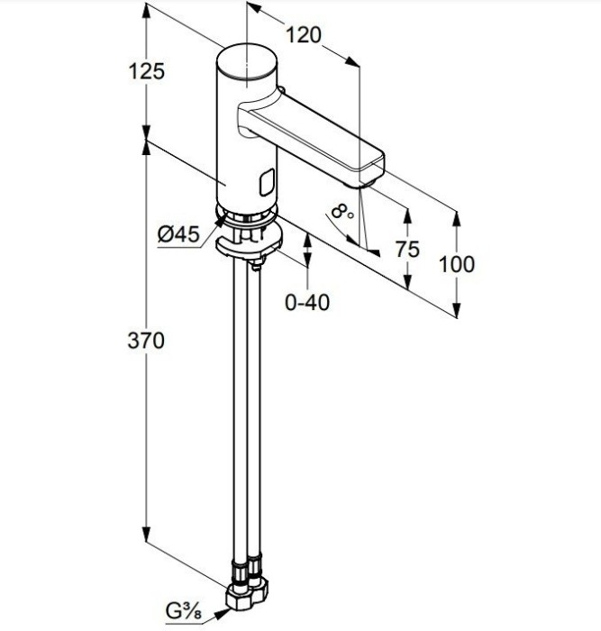 Электронный смеситель для раковины 230 v, матовый, zenta sl Kludi, черный матовый - 3820039