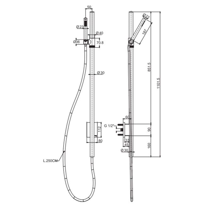 Fima Carlo Frattini Душевая штанга с подводом воды INGIRO, Outdoor, F5974INOX цвет: нержавеющая сталь