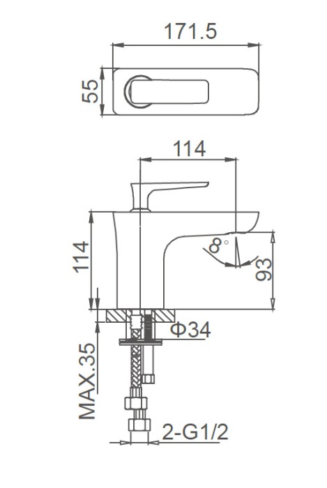 Смеситель для раковины, Wonzon & Woghand Shark, WW-481101-CR цвет: хром