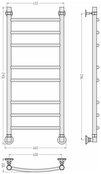 Стилье Водяной полотенцесушитель 1000x400, Аксиома-20, 00662-1040 цвет: без покрытия