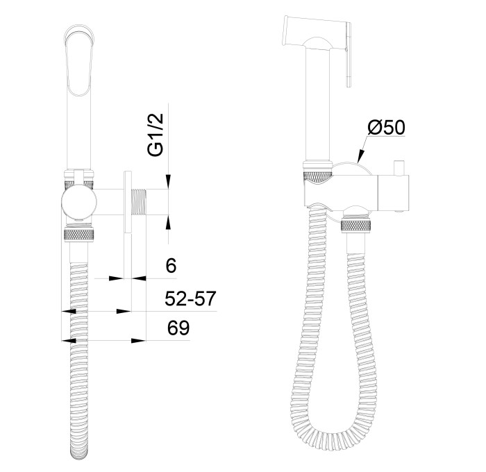 Модуль гигиенического душа для встраиваемых смесителей, Wonzon & Woghand, WW-88809903-CR цвет: хром