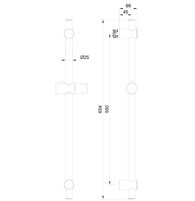 Душевая штанга, Wonzon & Woghand, WW-SL04-CR цвет: хром