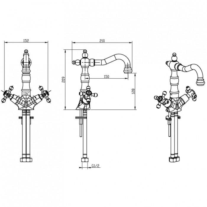 Смеситель для раковины, бронза, Satine Boheme 292-ST