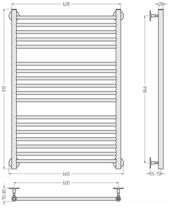 Стилье Водяной полотенцесушитель 1000x600, Универсал-53, 00653-1060 цвет: без покрытия