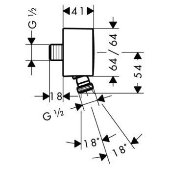 Шланговое подключение с клапаном обратного тока и шарнирным соединением FixFit Hansgrohe, хром арт. 27414000