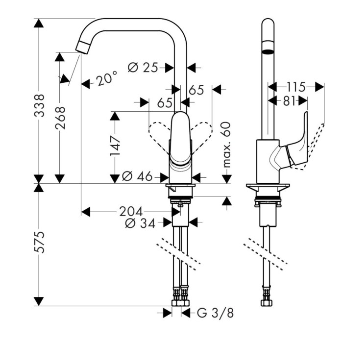 Смеситель для кухни, Eco, Hansgrohe Focus M41, нержавеющая сталь арт. 31821800