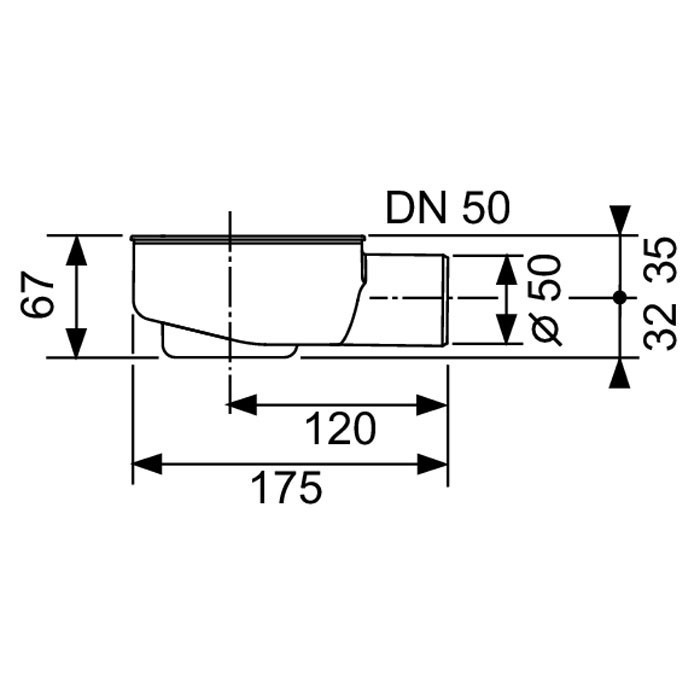 Сифон, 0,7 л/c, dn 50, выход вбок, высота монтажа от нижнего края сифона до верхнего края слива – 95 мм., Drainline TECE арт. 650000