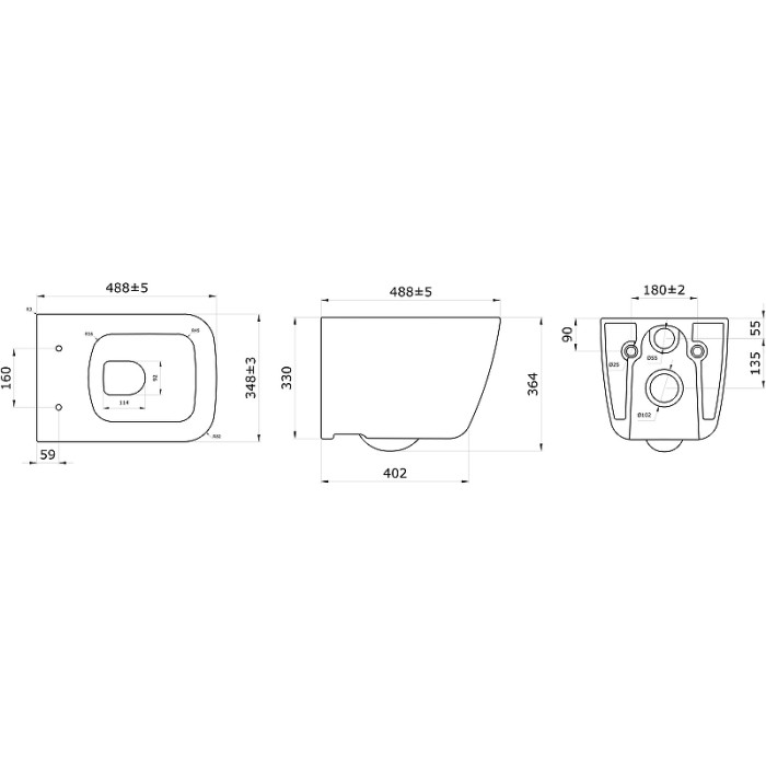 Унитаз подвесной Berges Quattro S 082149, безободковый, с сиденьем микролифт, цвет белый