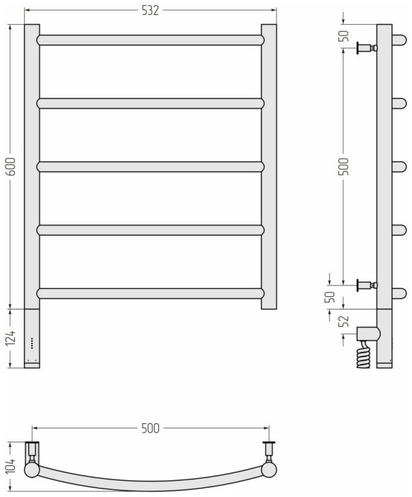 Сунержа Электрический полотенцесушитель 1200x500, Галант 3.0, 071-5800-6050 цвет: сатин