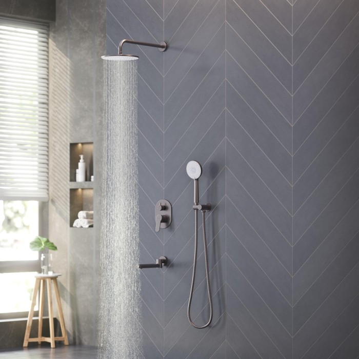 Душевой комплект, поворотный излив, оружейная сталь, Berges Nardis арт. 071009