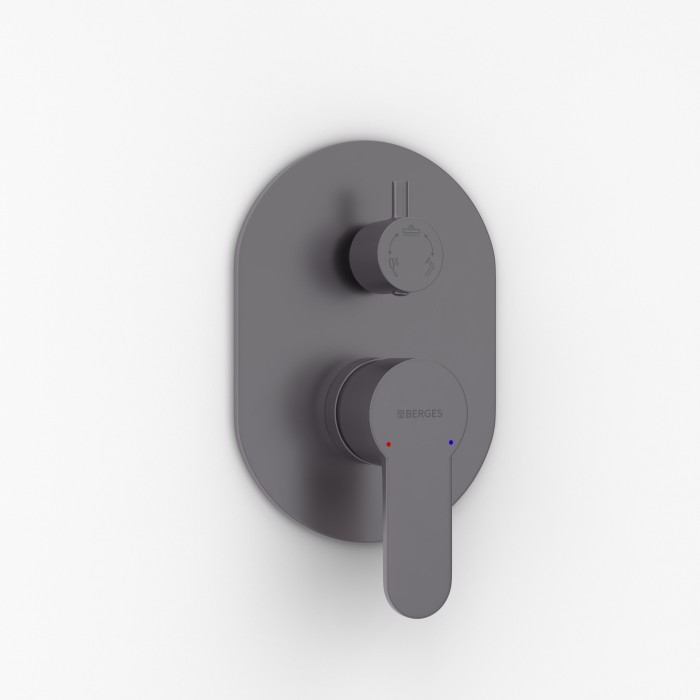 Душевой комплект, поворотный излив, оружейная сталь, Berges Nardis арт. 071009