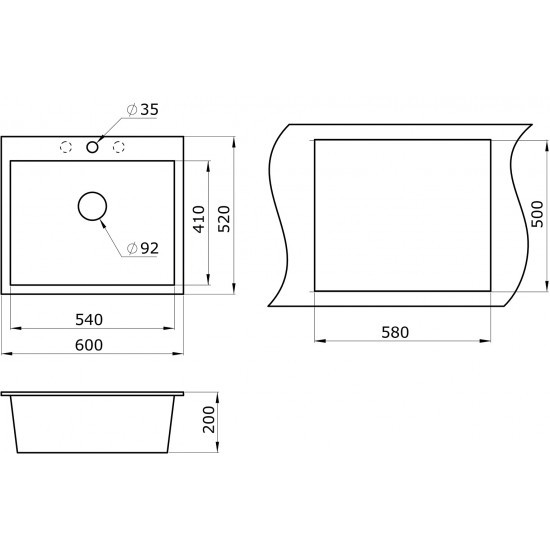 Мойка для кухни гранит 600х520 Paulmark KANTE 60, белый - PM106052-WH