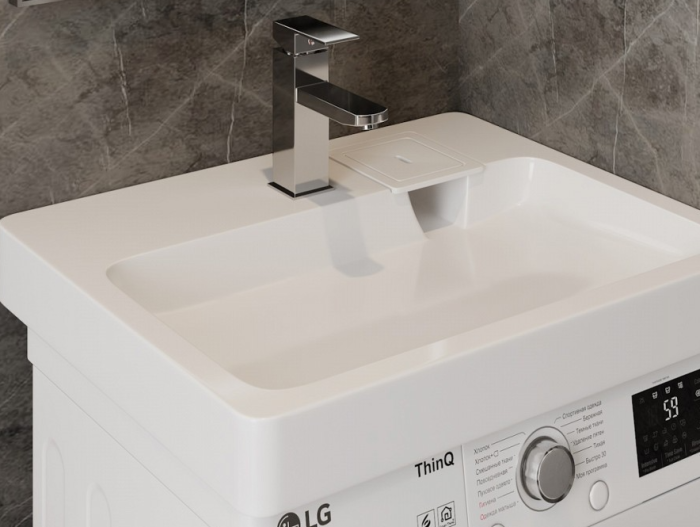 Раковина над стиральной машиной Lotis Pinki 60х60 литьевой мрамор арт. L1002