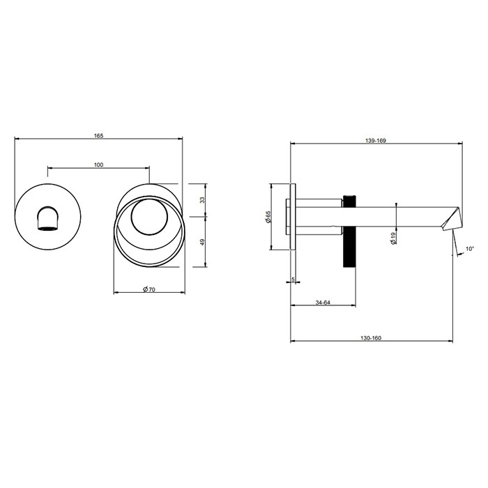Смеситель для раковины, встраиваемый, излив 14.9-16.9см., внешняя часть, Gessi Anello, хром арт. 63381#031