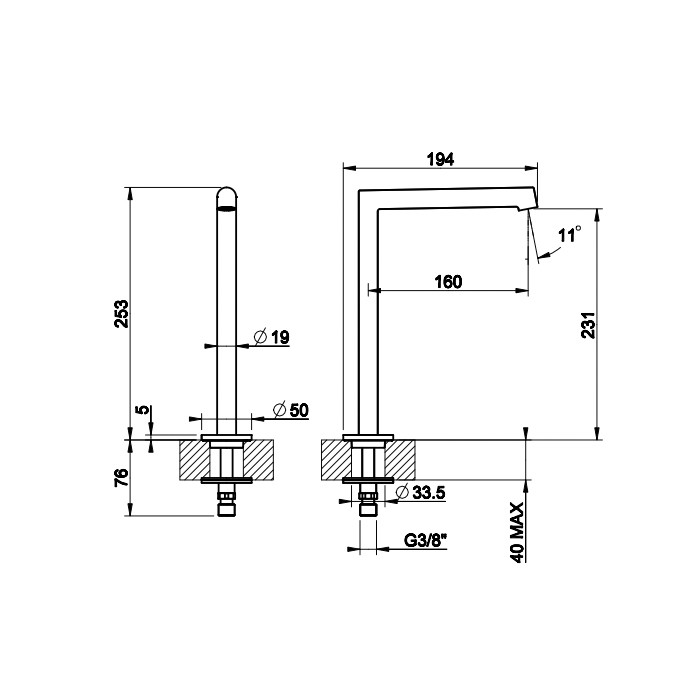 Отдельно стоящий излив, высокий, Gessi Ingranaggio, хром арт. 63323#031
