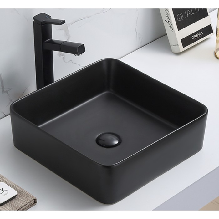 Раковина накладная 415*415*135 черная, Azario - AZ-7050DMB