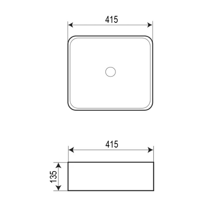Раковина накладная 415*415*135 черная, Azario - AZ-7050DMB