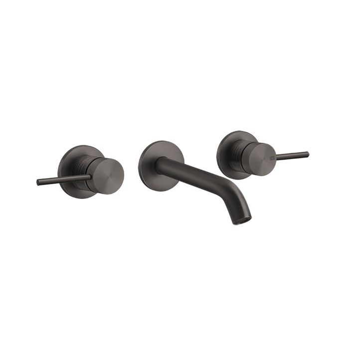 Встраиваемый смеситель для раковины на 3 отв., излив: 146-128мм, Gessi 316, brushed black metal pvd арт. 54392#707
