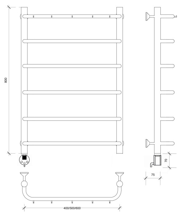 Полотенцесушитель электрический 80x60 Мерида 1 К Secado арт. 4673739235324