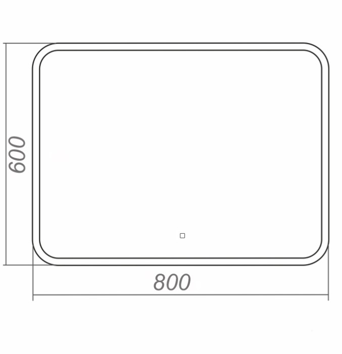 Зеркало 800х600 влагостойкое с подсветкой, сенсорный выключатель с функцией диммера, Azario Alone raggio - CS00078965