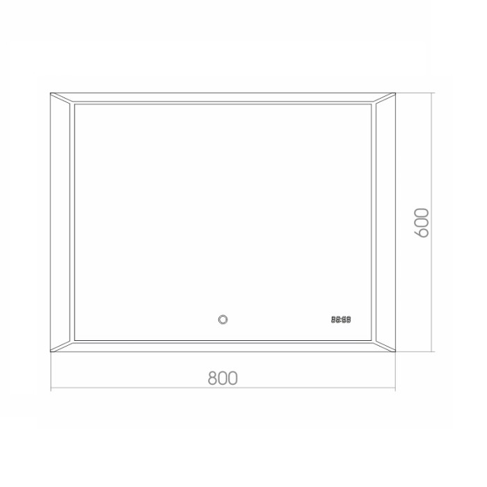 Зеркало VOLL-4 800х600 c подсветкой и диммером, сенсор выкл+часы, Azario Voll - ФР-00001399