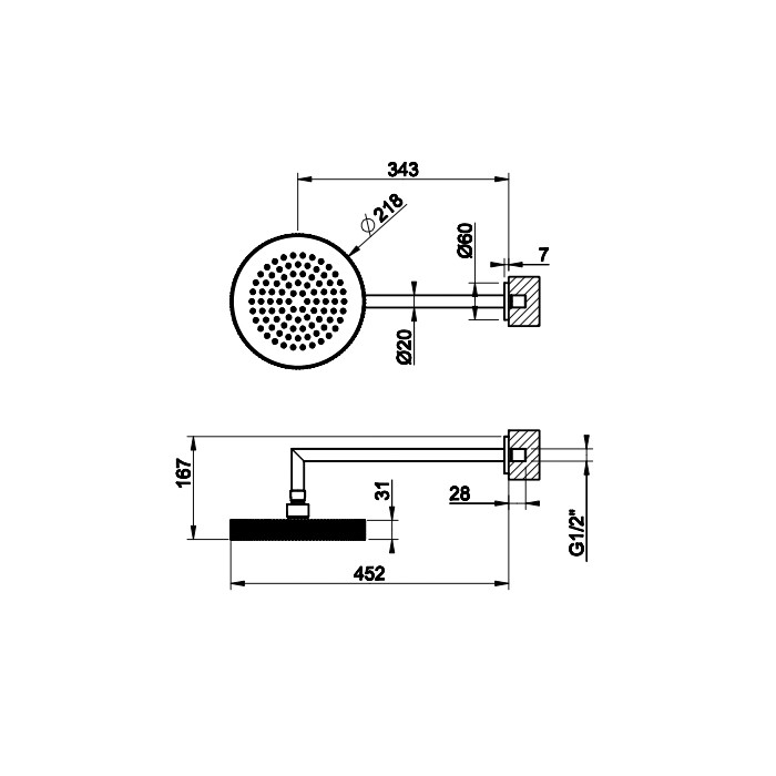 Душевая головка для настенного крепления, поворотная с шарниром, Gessi Anello, хром арт. 63448#031
