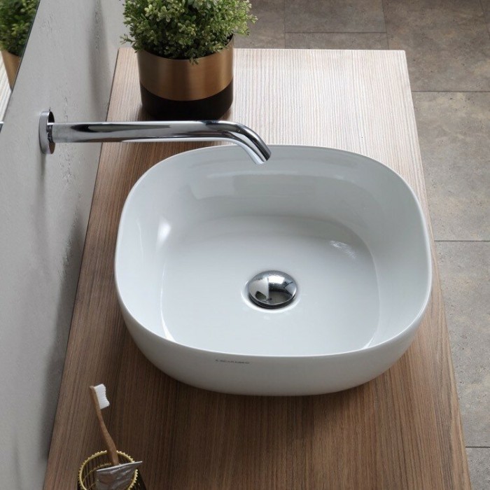 Раковина накладная, без перелива, без отверстий, цвет белый, Scarabeo Glam - 1806