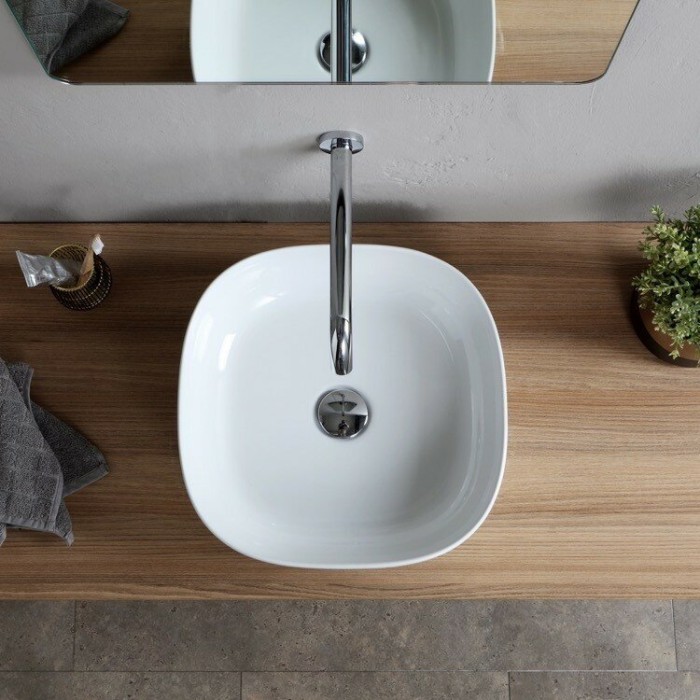 Раковина накладная, без перелива, без отверстий, цвет белый, Scarabeo Glam - 1806