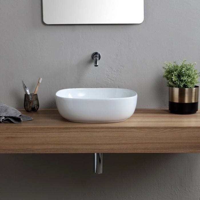 Раковина накладная, без перелива, без отверстий, цвет белый, Scarabeo Glam - 1806