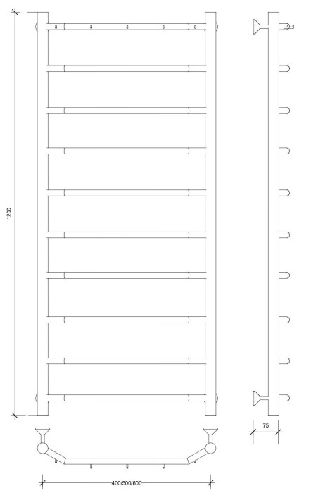 Полотенцесушитель водяной 120x50 Агата 1 К (хром) Secado арт. 4603759405162
