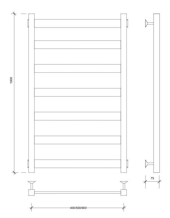 Полотенцесушитель водяной 100x40 Комано 1 (хром) Secado арт. 4603777474775