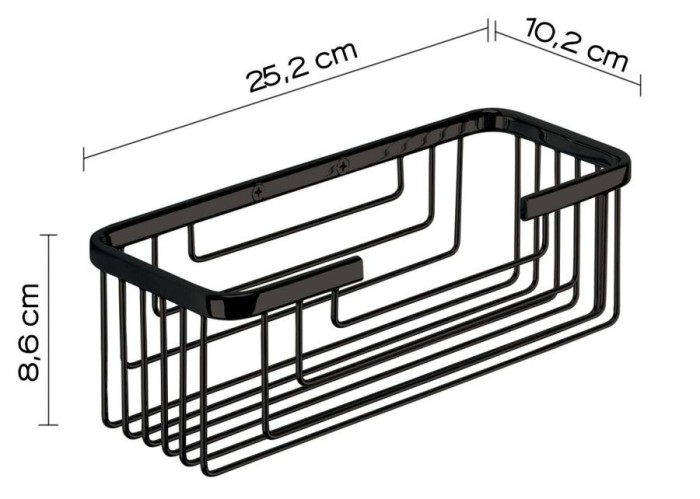 Решётка прямоугольная 1-уровневая (25,2х10,2хh8,6) Gedy, 2419(14) цвет: черный