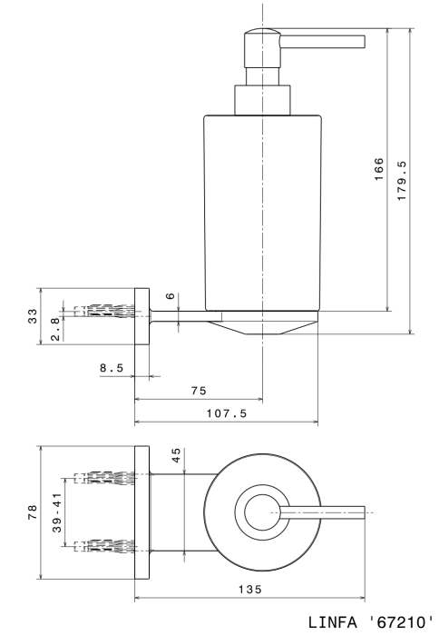 Дозатор Newform Round Accessories подвесной цвет PVD Brushed copper bronze арт. 67210.59.067