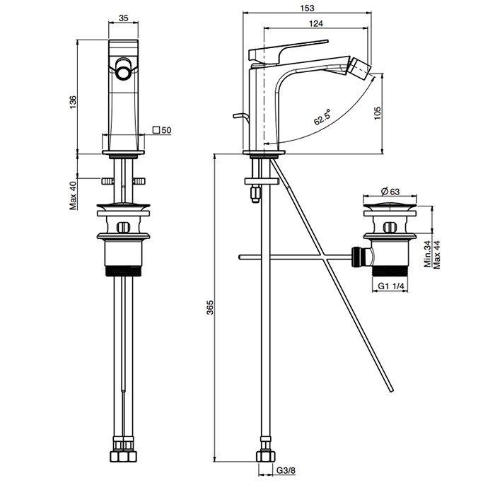 Fima Carlo Frattini Смеситель для биде, на 1 отв., Fit, F3382CR.2.ES цвет: хром