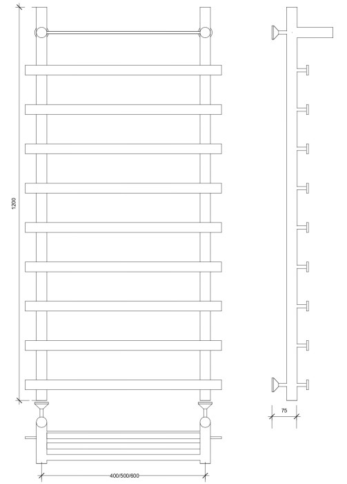 Полотенцесушитель водяной 120x40x50 Понтида 1 СП (хром) Secado арт. 4603777447540