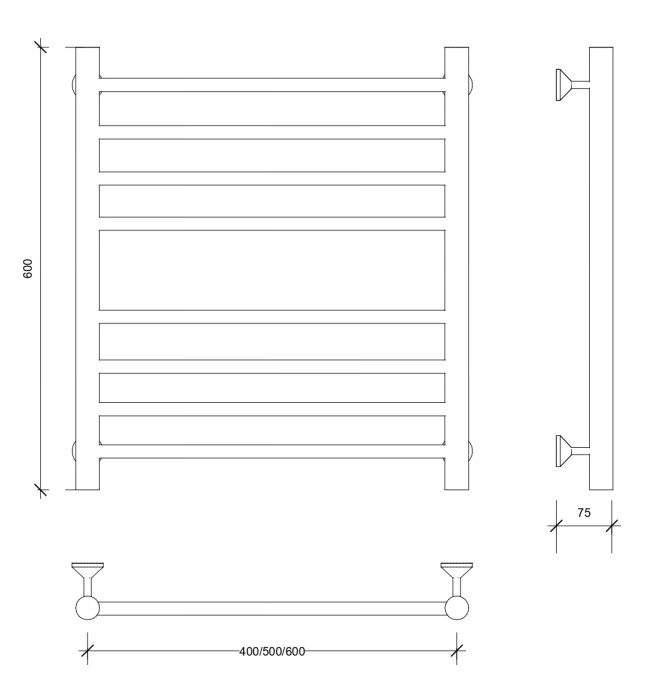 Полотенцесушитель водяной 60x60 Триада 4 (хром) Secado арт. 4603777443832