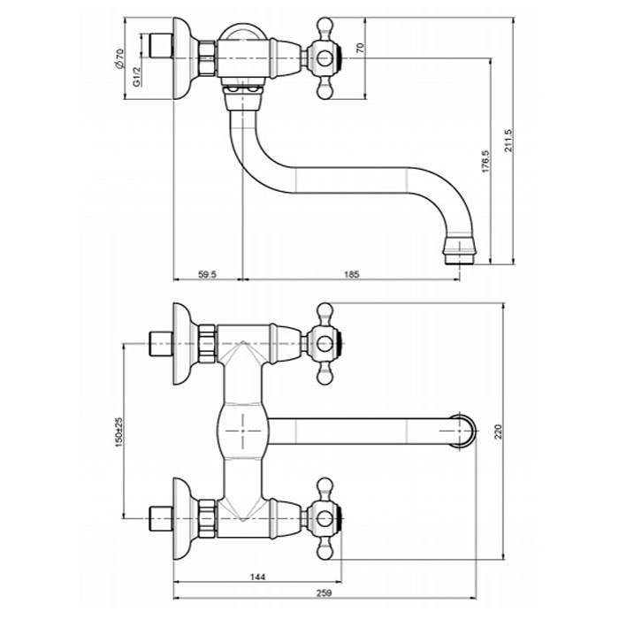 Fima Carlo Frattini Смеситель настенного монтажа на 3 отверстия, Kitchen, F5086CR цвет: хром