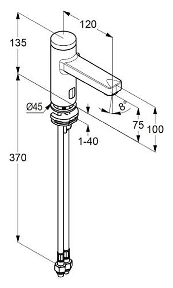 Электронный смеситель для раковины 6 v, матовый, zenta sl Kludi, черный матовый - 3810039