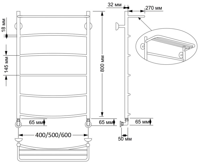 Полотенцесушитель водяной латунный 40x80 Милан 4 (бронза) Secado арт. 4603777459680