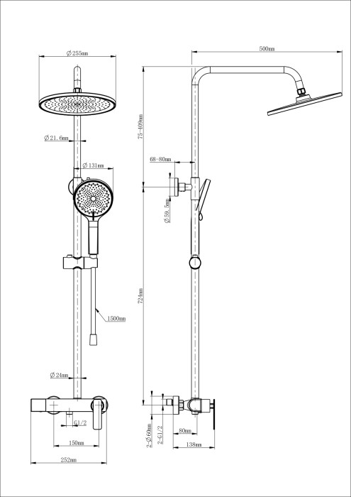 Душевая система, Wonzon & Woghand, WW-B3517-BG цвет: золото