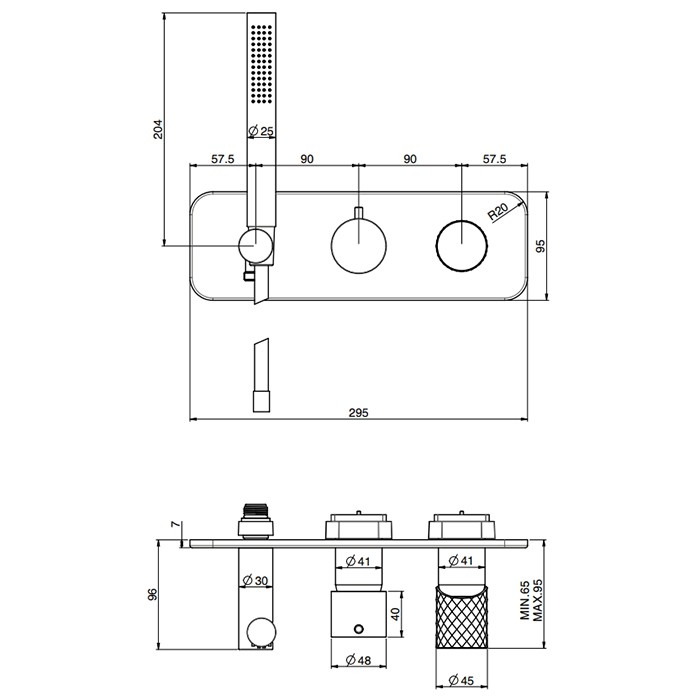 Fima Carlo Frattini Смеситель для душа, встраиваемый, на 2 источника, с ручным душем, Spillo Tech, F3049TWX2XOR цвет: золото