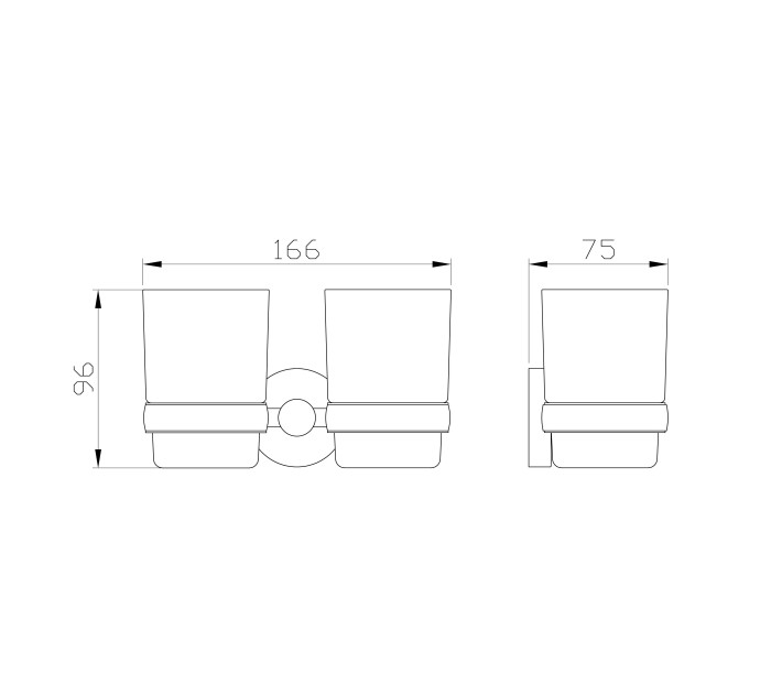Два стакана для зубных щеток с держателем, Wonzon & Woghand Easy, WW-8128 цвет: хром