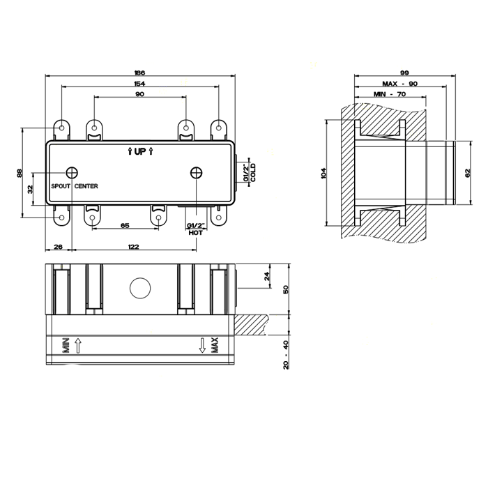 Встраиваемая часть для встраиваемого смесителя Gessi арт. 44697031