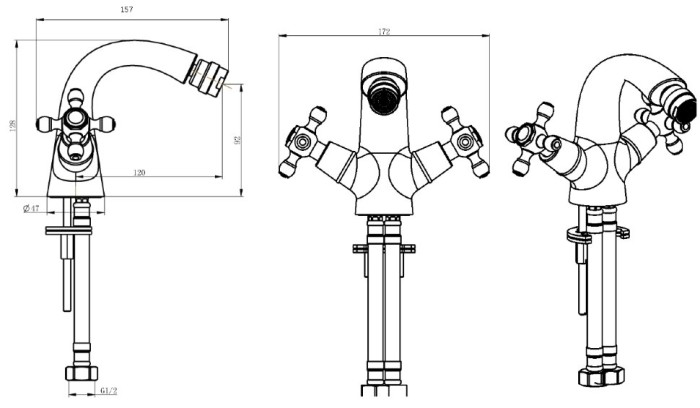 Смеситель для биде, золото, Crystal Boheme 296-CRST