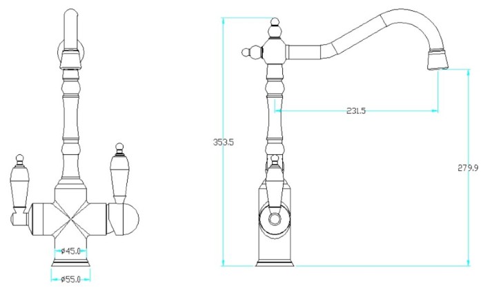 Смеситель для кухни, золото, Tradizionale Oro Boheme 112