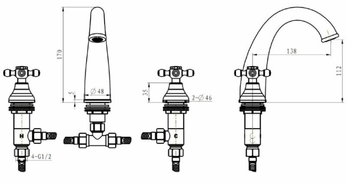 Смеситель для раковины, золото, Satine Boheme 297-ST