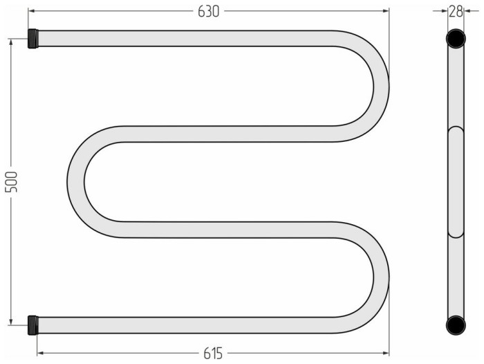 Стилье Водяной полотенцесушитель 500x650, М-образный, 00004-5065 цвет: без покрытия