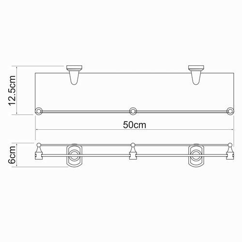 Полка стеклянная с бортиком WasserKRAFT Oder К-3000 арт. K-3044