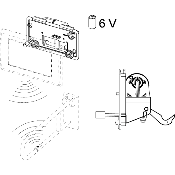 Механизм дистанционного смыва, радио, 6 в, planus TECE арт. 9240354