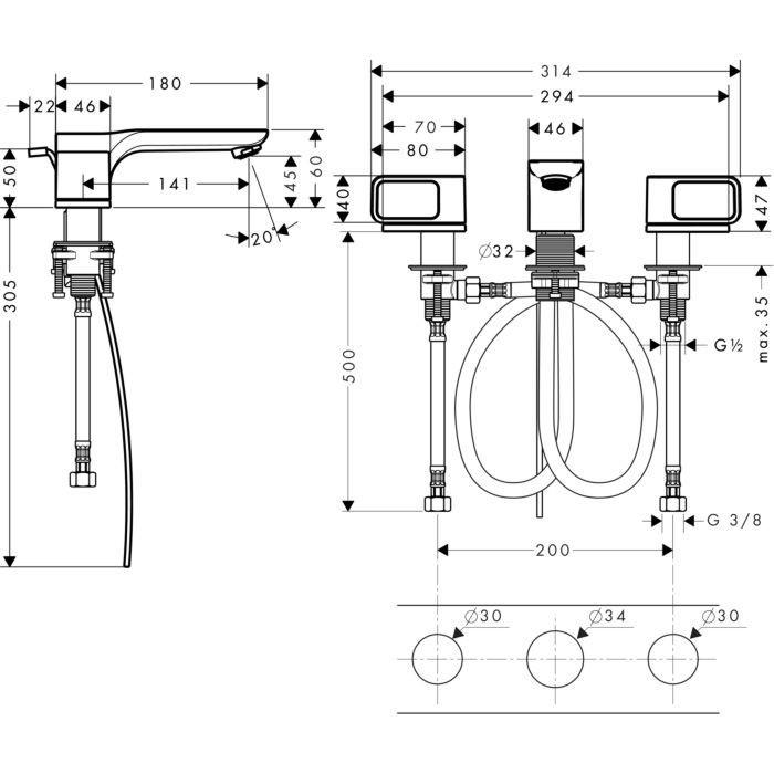 Смеситель для раковины Urquiola Axor, шлифованная медь арт. 11041950